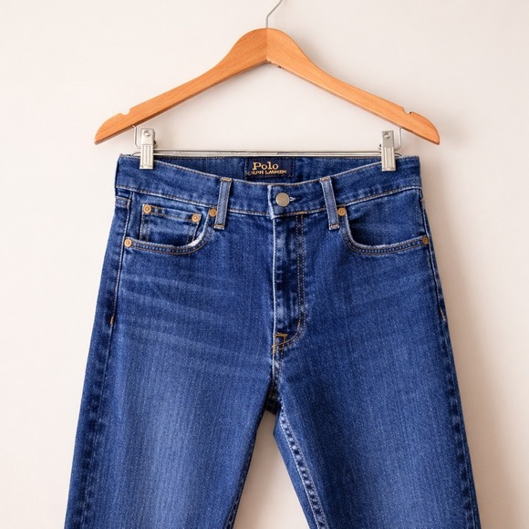 Polo Ralph Lauren The Tompkins Mid Rise Skinny Indigo Blue Jeans 28 Modern Prep - Picture 2 of 15